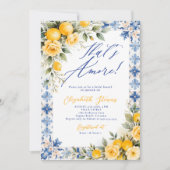 Thats Amore Lemon Blue Tile Italian Bridal Shower  招待状 (正面)