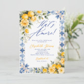 Thats Amore Lemon Blue Tile Italian Bridal Shower  招待状 (スタンド正面)