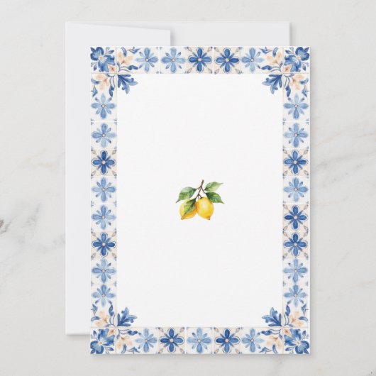 Thats Amore Lemon Blue Tile Italian Bridal Shower  招待状 (裏面)