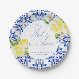 That's Amore Lemon Italian Blue Tile Bridal Shower ペーパープレート