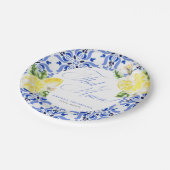 That's Amore Lemon Italian Blue Tile Bridal Shower ペーパープレート (アングル)
