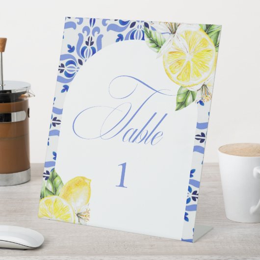 That's Amore Lemon Italian Blue Tile Bridal Shower 台座サイン (インサイチュ)