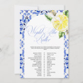 That's Amore Lemon Italian Blue Tile Bridal Shower 招待状 (正面)