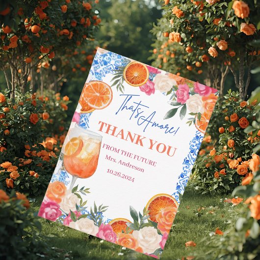 Thats amore mediterranean blue tiles bridal shower サンキューカード