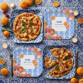 Thats amore mediterranean blue tiles bridal shower ペーパープレート