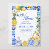 Thats amore mediterranean blue tiles bridal shower 招待状 (正面)