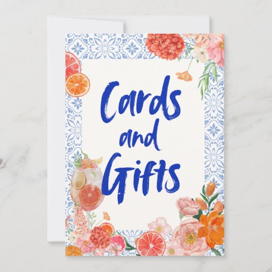 Thats amore mediterranean blue tiles bridal shower 招待状 (正面)