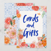 Thats amore mediterranean blue tiles bridal shower 招待状 (正面/裏面)