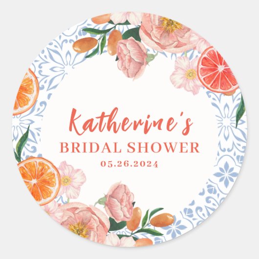 Thats amore mediterranean citrus Bridal shower  ラウンドシール (正面)