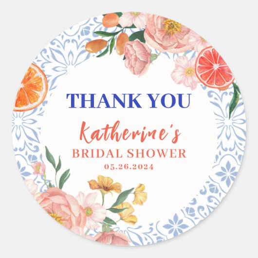 Thats amore mediterranean citrus Bridal shower  ラウンドシール (正面)