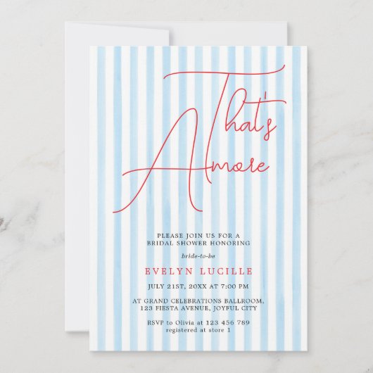 That's Amore Modern Script Bridal Shower 招待状 (正面)