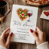 That's Amore! Pizza Wine Wedding Engagement Party 招待状