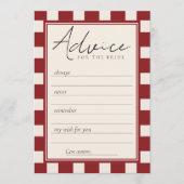 That's Amore Red Checkered Bridal Shower  アドバイスカード (正面)