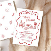 That's Amore Red Doodle Frame Bridal Shower 招待状