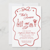 That's Amore Red Doodle Frame Bridal Shower 招待状 (正面)