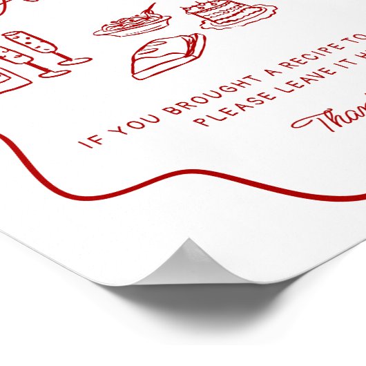 That's Amore Red Doodle, Recipe Drop Off Sign ポスター (角)