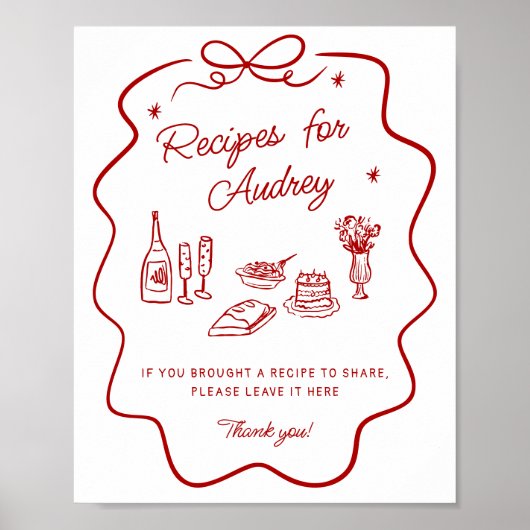 That's Amore Red Doodle, Recipe Drop Off Sign ポスター (正面)