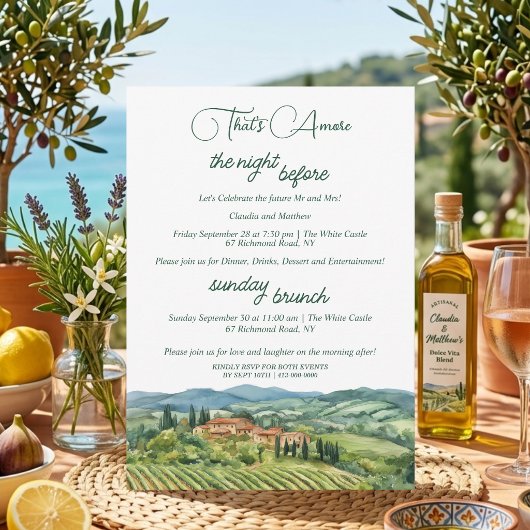 That's Amore Rehearsal Dinner & Sunday Brunch 招待状