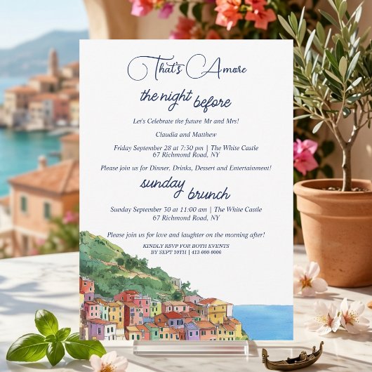 That's Amore Rehearsal Dinner & Sunday Brunch 招待状