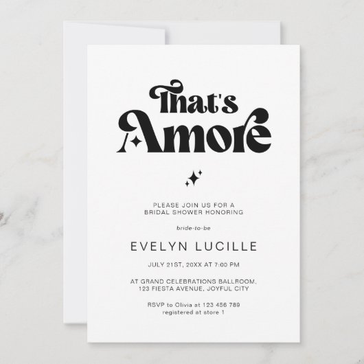 That's Amore Retro Minimalist Bridal Shower 招待状 (正面)