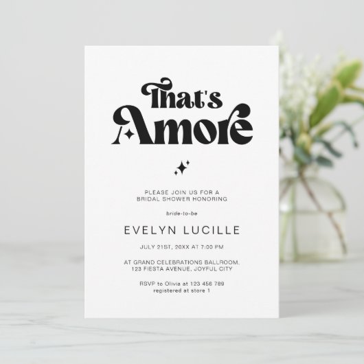 That's Amore Retro Minimalist Bridal Shower 招待状 (スタンド正面)