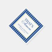 That's Amore Striped Blue & Yellow Wedding スタンダードカクテルナプキン (角)