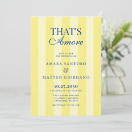 That's Amore Striped Blue & Yellow Wedding 招待状