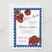 That's amore tomato blue Italian bridal shower 招待状 (正面)