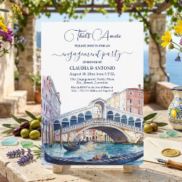 That's Amore Watercolor Venice Engagement Party 招待状