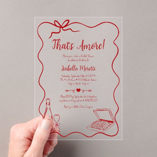 That's Amore Whimsical Hand Drawn Bridal Shower アクリル招待状 (インサイチュ (ポータブル))