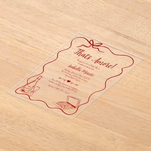 That's Amore Whimsical Hand Drawn Bridal Shower アクリル招待状 (レイダウン)