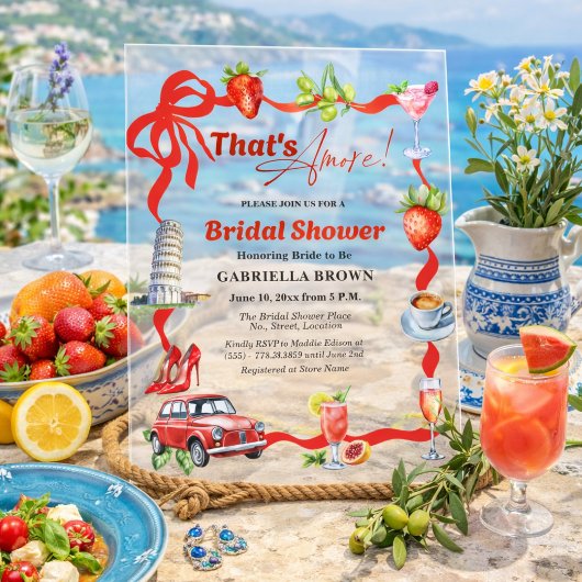 That's Amore Whimsical Italian Bridal Shower アクリル招待状