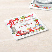 That's Amore Whimsical Italian Bridal Shower スクエアペーパーコースター (アングル)