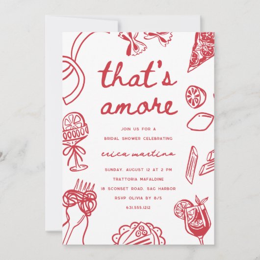 "That's Amore" Whimsical Italian Bridal Shower 招待状 (正面)