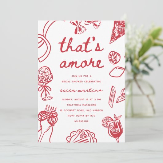 "That's Amore" Whimsical Italian Bridal Shower 招待状 (スタンド正面)