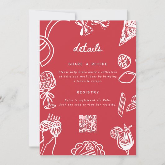 "That's Amore" Whimsical Italian Bridal Shower 招待状 (裏面)