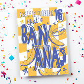 THATS BANANAS おもしろ モダン イエロー チェック 誕生日 招待状