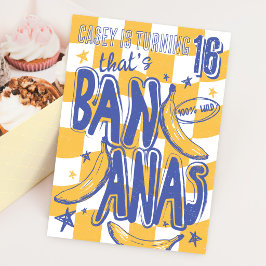 THATS BANANAS おもしろ モダン イエロー チェック 誕生日 招待状