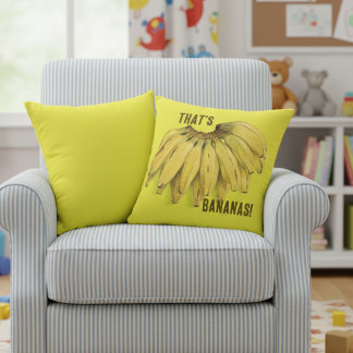 That's Bananas Funny Yellow Cotton Throw Pillow クッション