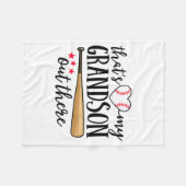 That's My Grandson Out There Baseball Grandma Squa フリースブランケット (正面(横))