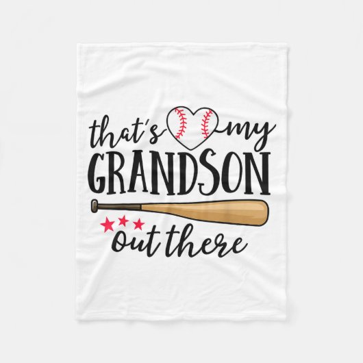 That's My Grandson Out There Baseball Grandma Squa フリースブランケット (正面)