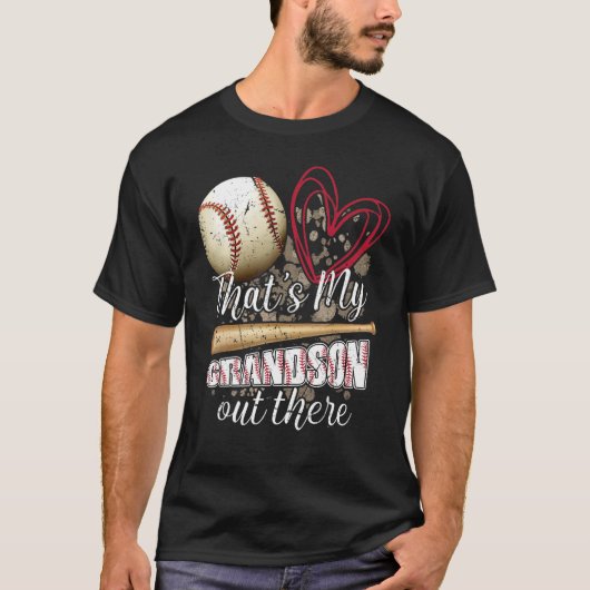 Thats my Grandson Out There Cool Family Baseball B Tシャツ (正面)