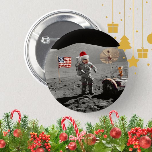 That's One Small Step for Santa Apollo 17  缶バッジ