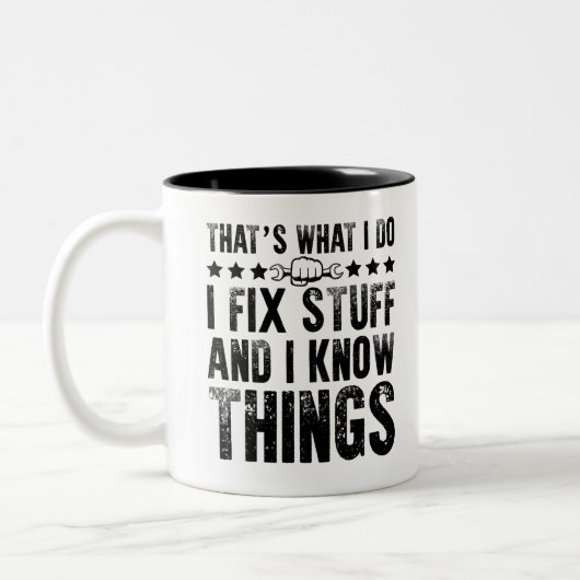 That's What I Do I Fix Stuff Funny Mechanic ツートーンマグカップ (左)