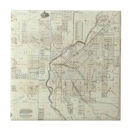 Thayerのデンバーコロラド州の地図 タイル (正面)