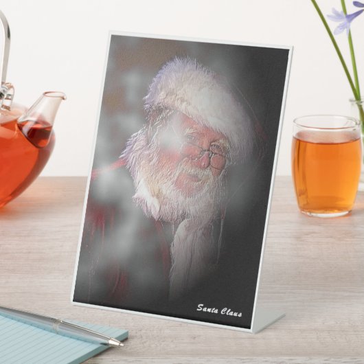 "The 実在 Santa" 6" x 8"ペデスタル記号 台座サイン (インサイチュ)