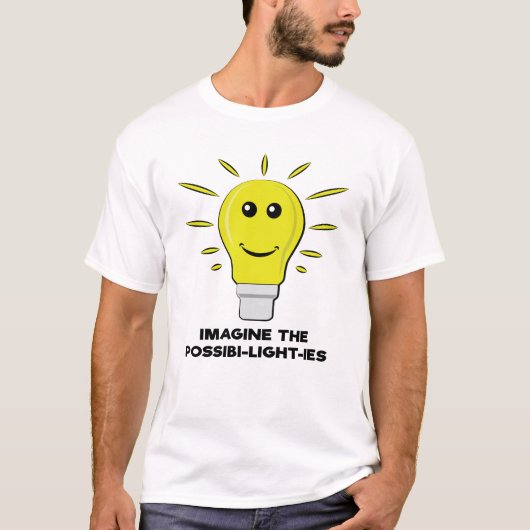 The 想像 Posbi-Light-Ies -おもしろい Bulb Pun Tシャツ (正面)