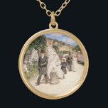 The 結婚 March by Robinson, Newlyweds ゴールドプレートネックレス<br><div class="desc">セオ結婚ドレ・ロビンソンの3月(1892)はヴィンテージの印象派素晴らしの芸術愛とロマンス絵画の作品。新婚カップルの新郎新婦は、式の後に結婚式のパーティーと一緒に風変わりな町を歩くしている。アーティストについて：セオドア・ロビンソン(1852-1896)は、1880年代後半に印象派のアーティストを取り上げた最初のアメリカ人アーティストの一人であ絵画る。彼の作品のいくつかは、アメリカ印象派の最高傑作と考えられている。</div>