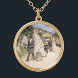 The 結婚 March by Robinson, Newlyweds ゴールドプレートネックレス<br><div class="desc">セオ結婚ドレ・ロビンソンの3月(1892)はヴィンテージの印象派素晴らしの芸術愛とロマンス絵画の作品。新婚カップルの新郎新婦は、式の後に結婚式のパーティーと一緒に風変わりな町を歩くしている。アーティストについて：セオドア・ロビンソン(1852-1896)は、1880年代後半に印象派のアーティストを取り上げた最初のアメリカ人アーティストの一人であ絵画る。彼の作品のいくつかは、アメリカ印象派の最高傑作と考えられている。</div>