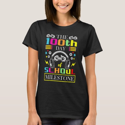 The 100th Day Of School Milestone Game Player Kid  Tシャツ (正面)